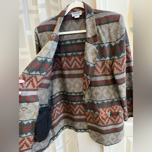 Vintage Michael K & Company 90’s Aztec Boho Blazer - Picture 4 of 10